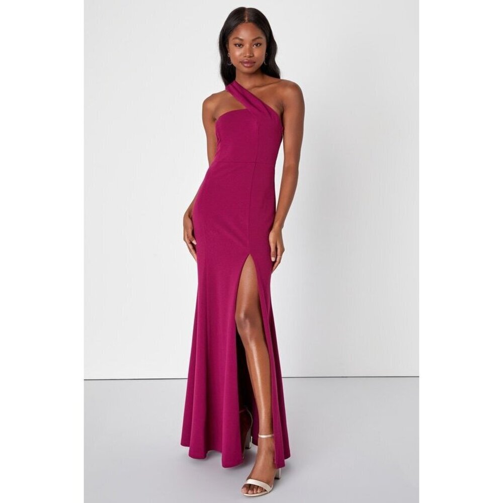 Lulus Remarkable Presence Magenta Purple One-shoulder Maxi Dress - Size XL